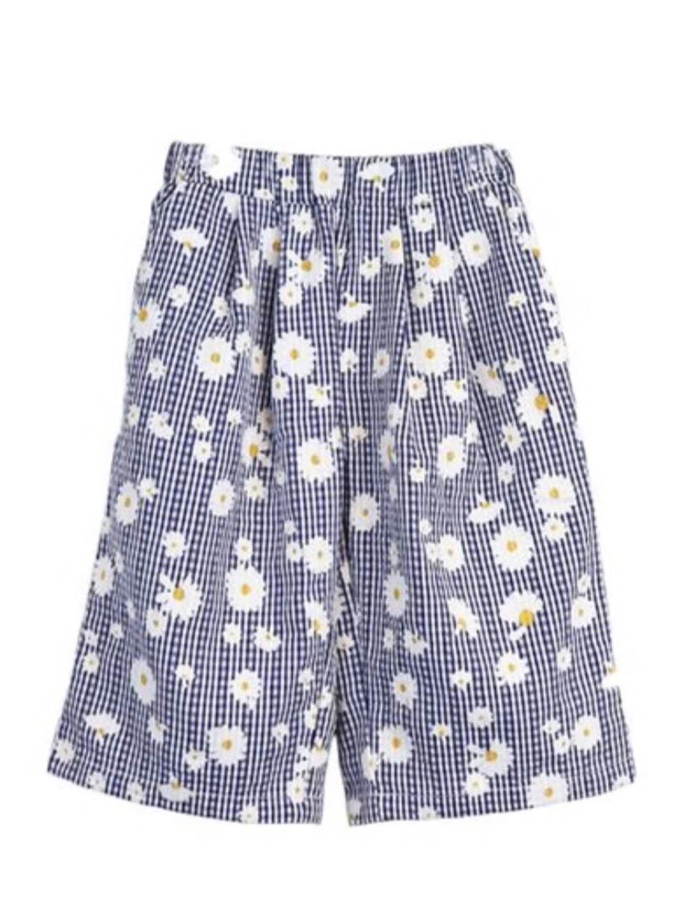 Doe A Dear Girls Blue & White Daisy Plaid Wide Leg Cotton Pants Size 5